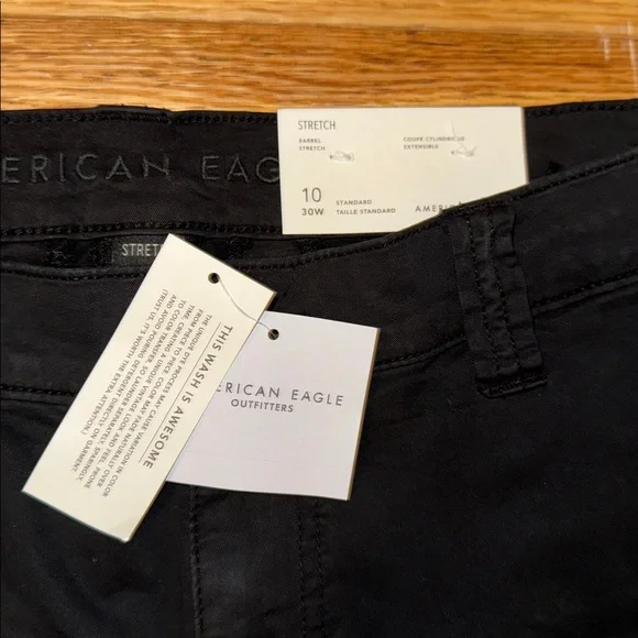 American Eagle Outfitters NWT Black Barrel Pants mid rise  size 10 - Picture 4 of 9